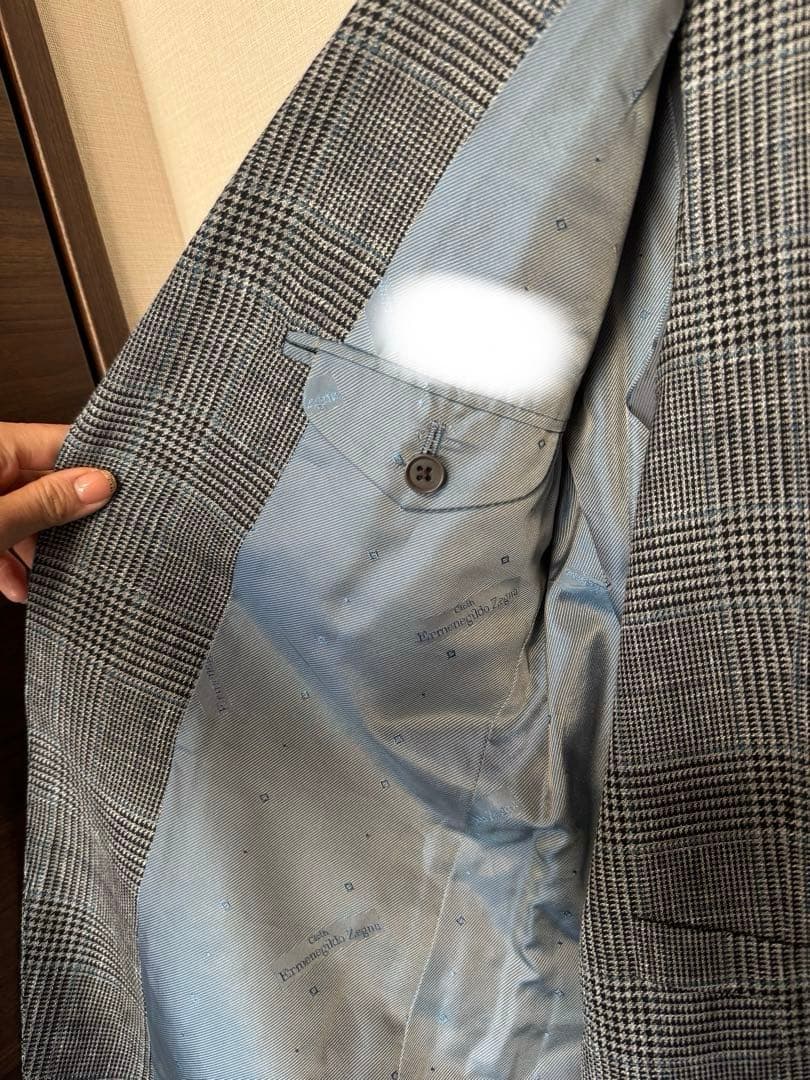 グレー系チェック柄ビジネススーツジャケットスリーピース