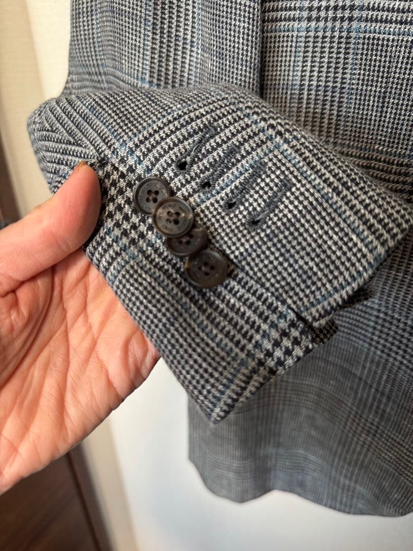 グレー系チェック柄ビジネススーツジャケットスリーピース