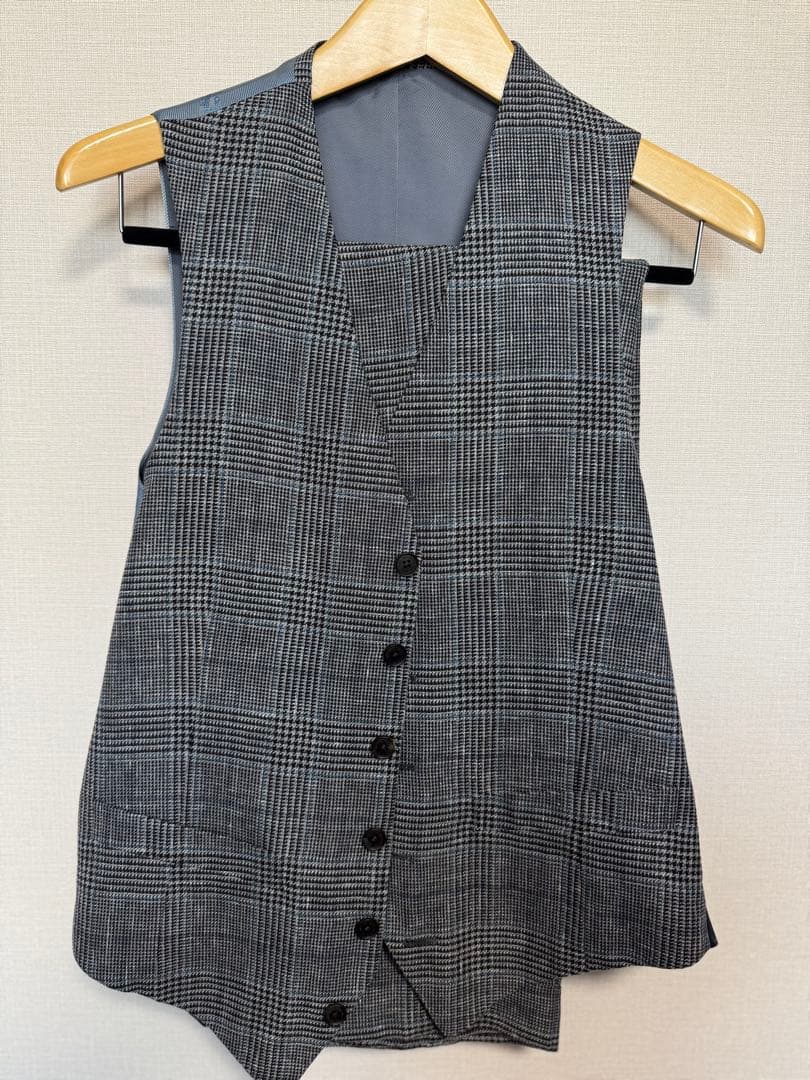 グレー系チェック柄ビジネススーツジャケットスリーピース