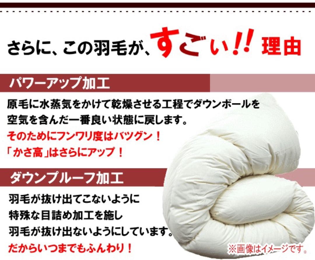 羽毛布団 クイーン ハンガリー産ホワイトマザーダック 超長綿 二層キルト 生成り