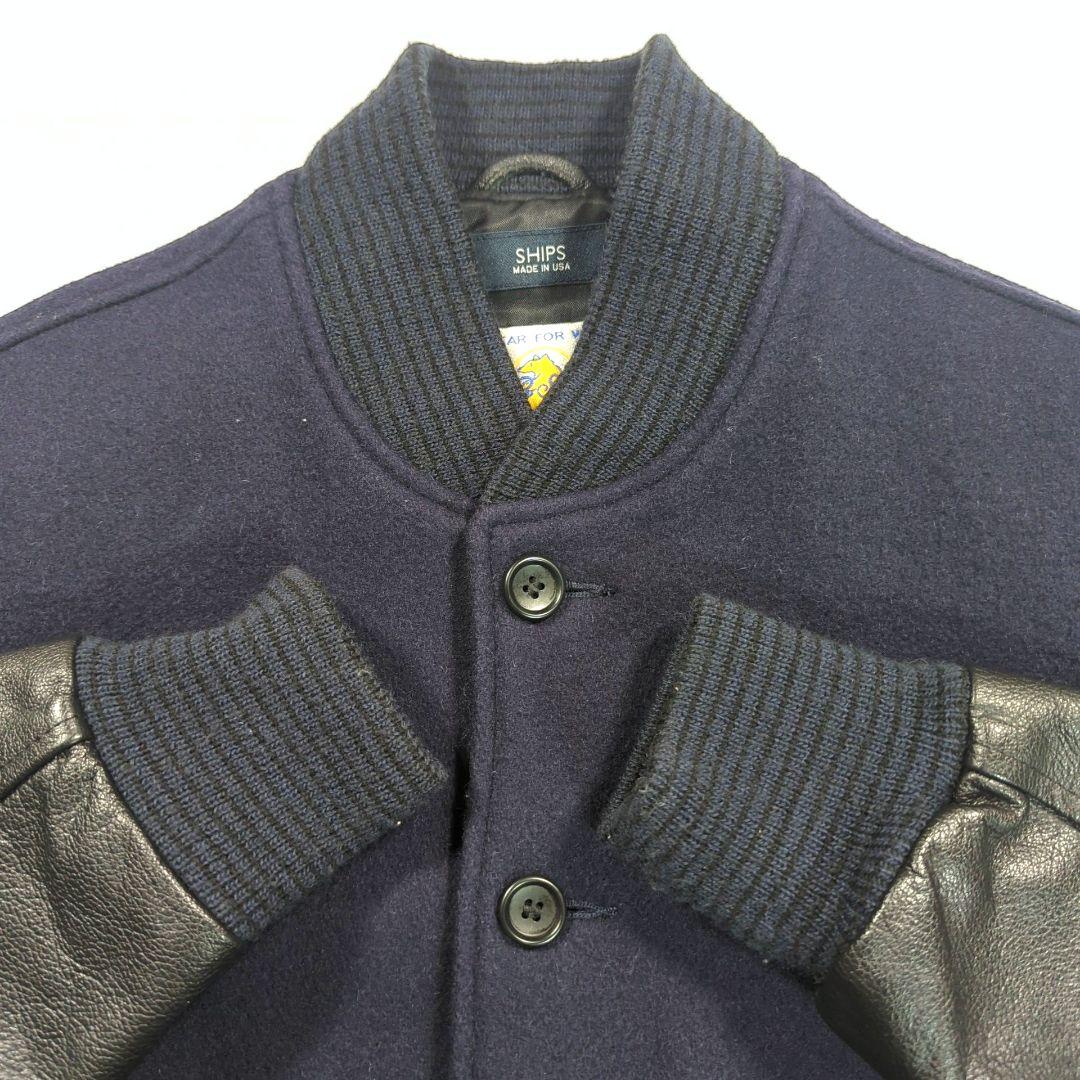 GB SPORT for SHIPS 別注スタジャン M袖レザー　USA製 黒紺