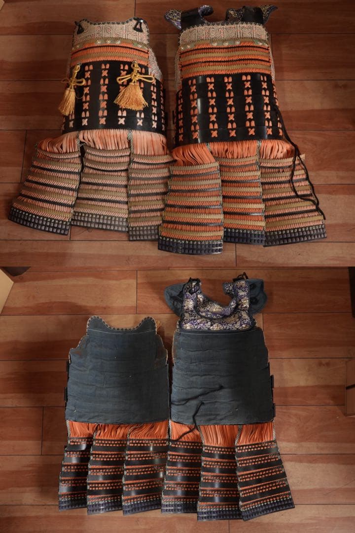 送料無料 等身大 現代甲冑 鎧 黒胴当世素掛 緋縅 具足一式 日本製 鎧立て付