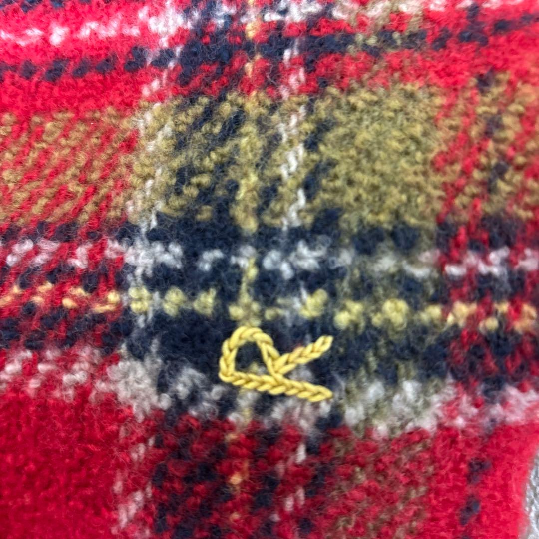 45R インドメリノカシミヤ チェックマフラー レッド