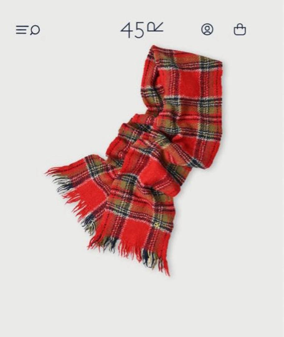 45R インドメリノカシミヤ チェックマフラー レッド