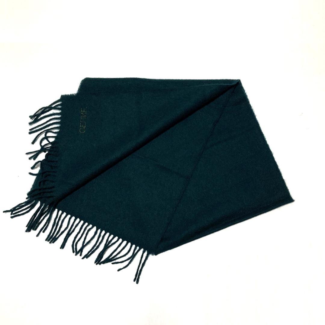 CELINE セリーヌ マフラー ストール ブルーグリーン ラムウール100%