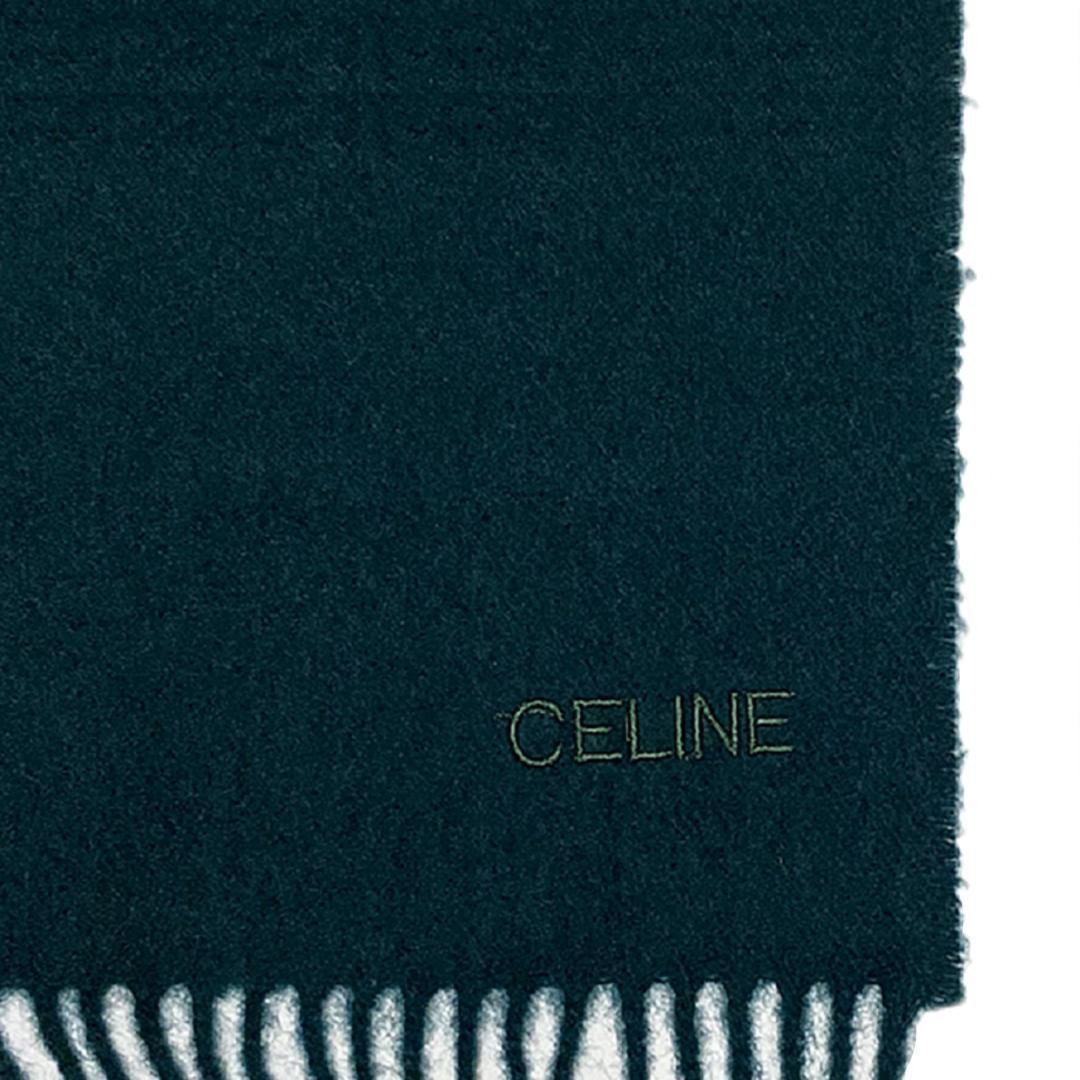 CELINE セリーヌ マフラー ストール ブルーグリーン ラムウール100%
