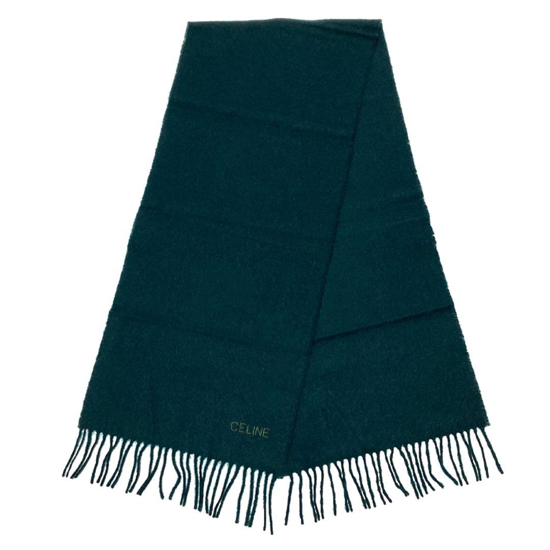 CELINE セリーヌ マフラー ストール ブルーグリーン ラムウール100%
