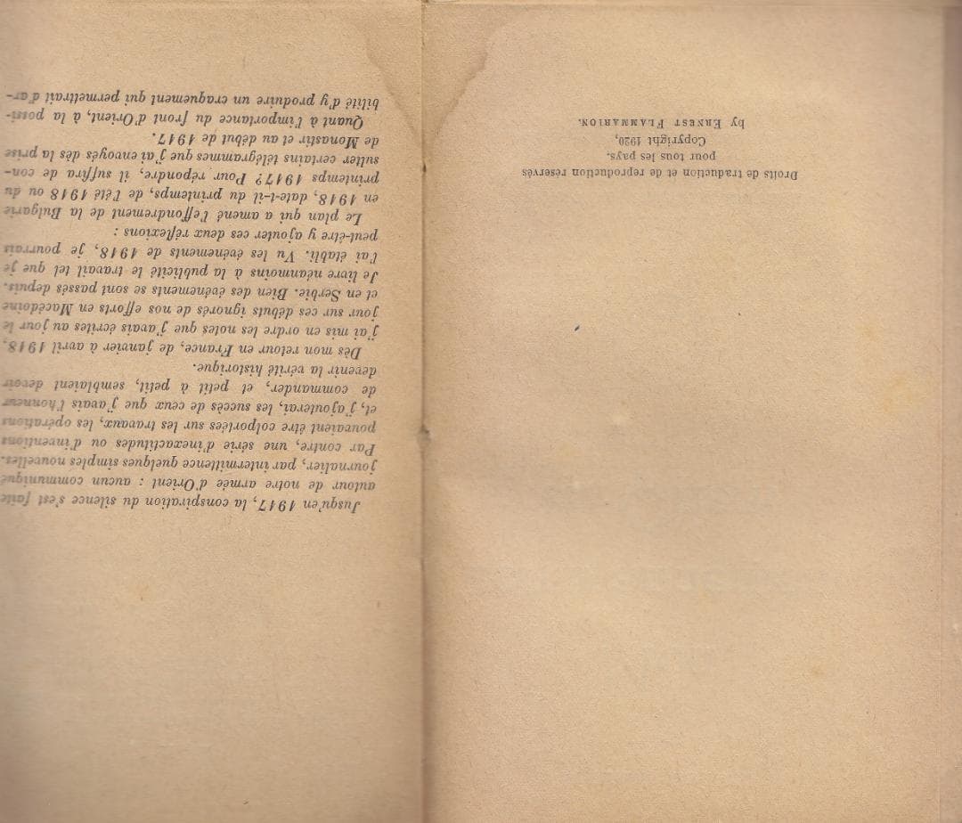 Mon commandement en Orient 洋書　1920年