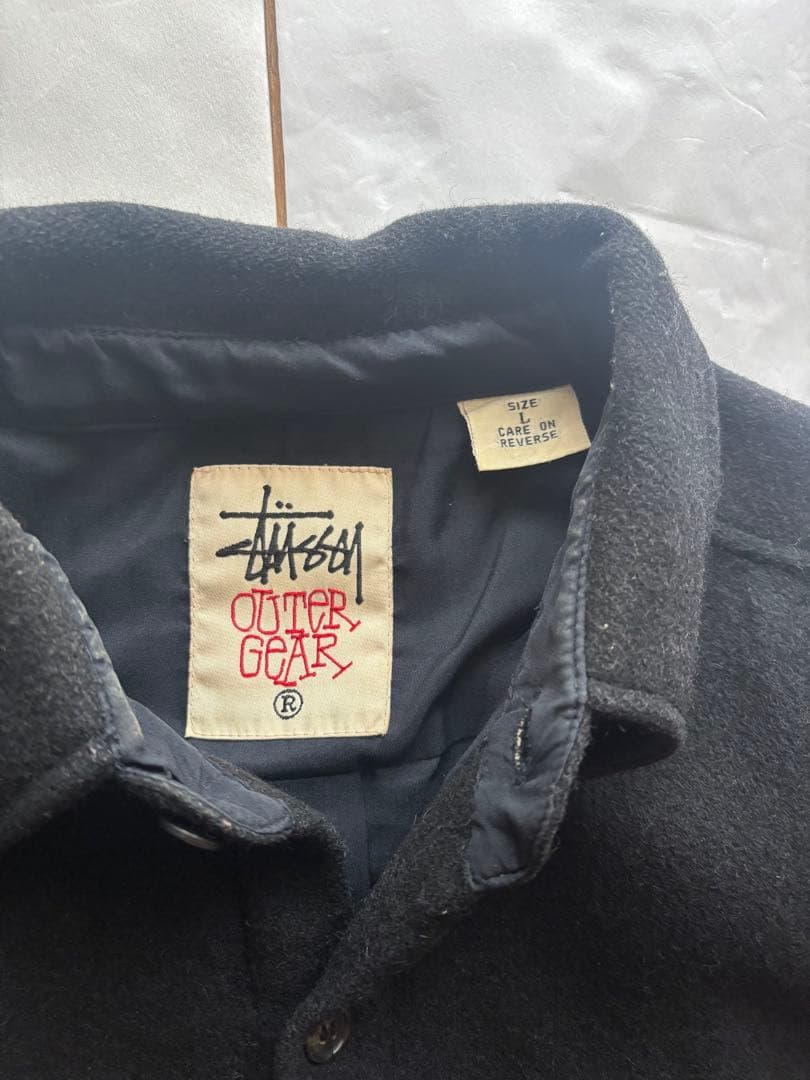 80s 90s old stussy 白タグ ウール コート シャツ ジャケット