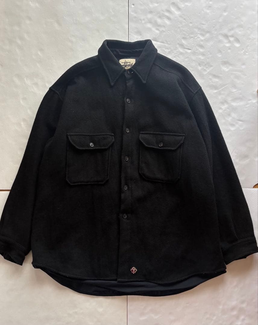 80s 90s old stussy 白タグ ウール コート シャツ ジャケット