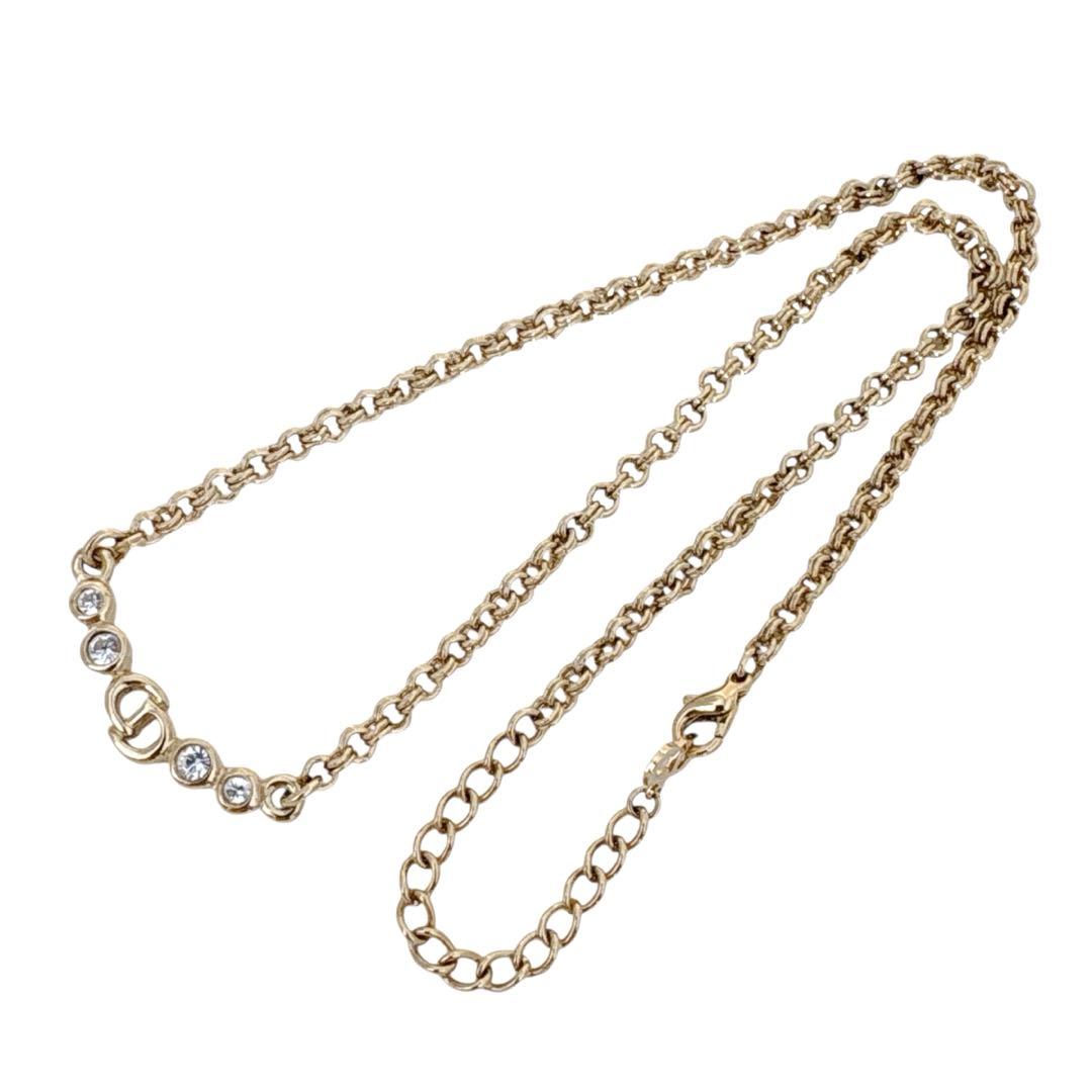 クリスチャンディオール CDロゴ ラインストーン ゴールド ネックレス