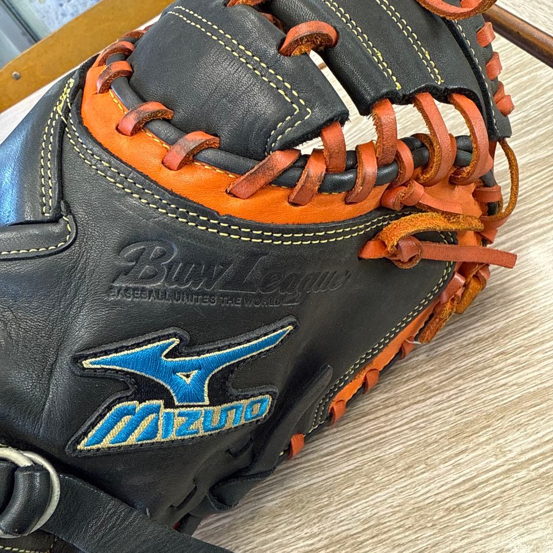Mizuno 軟式キャッチヤーミット BuwLeague黒/オレンジ