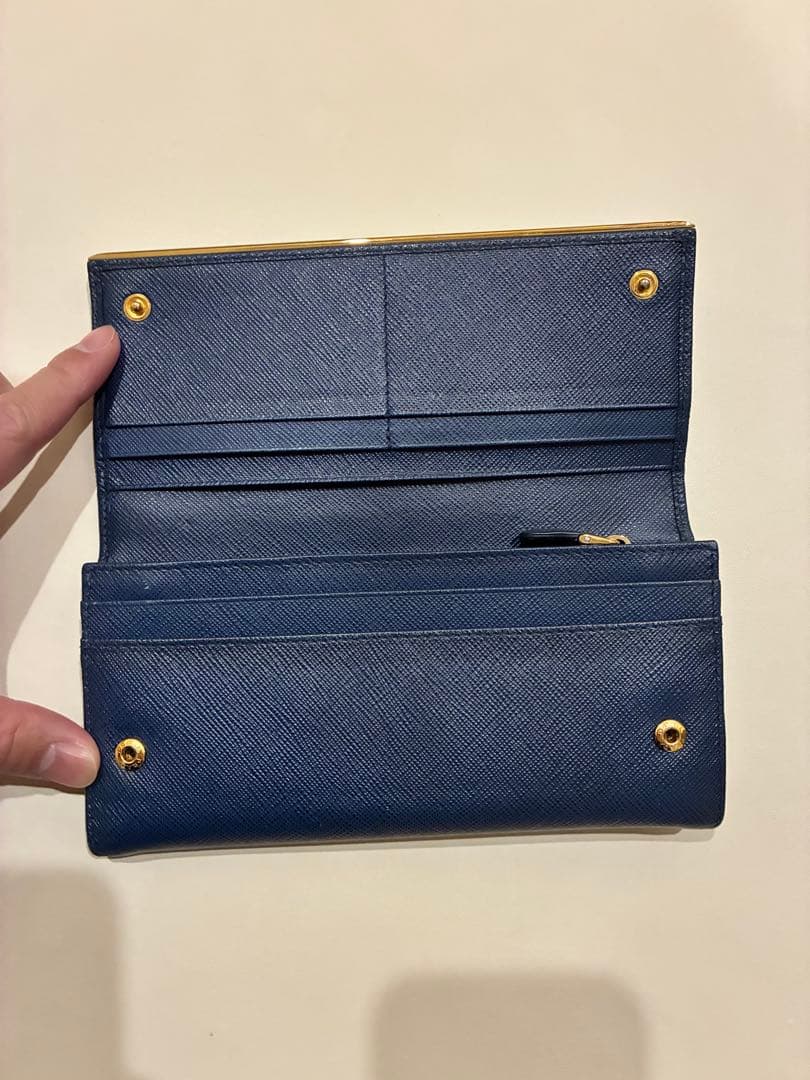 【美品】PRADA ネイビー 長財布 箱付き