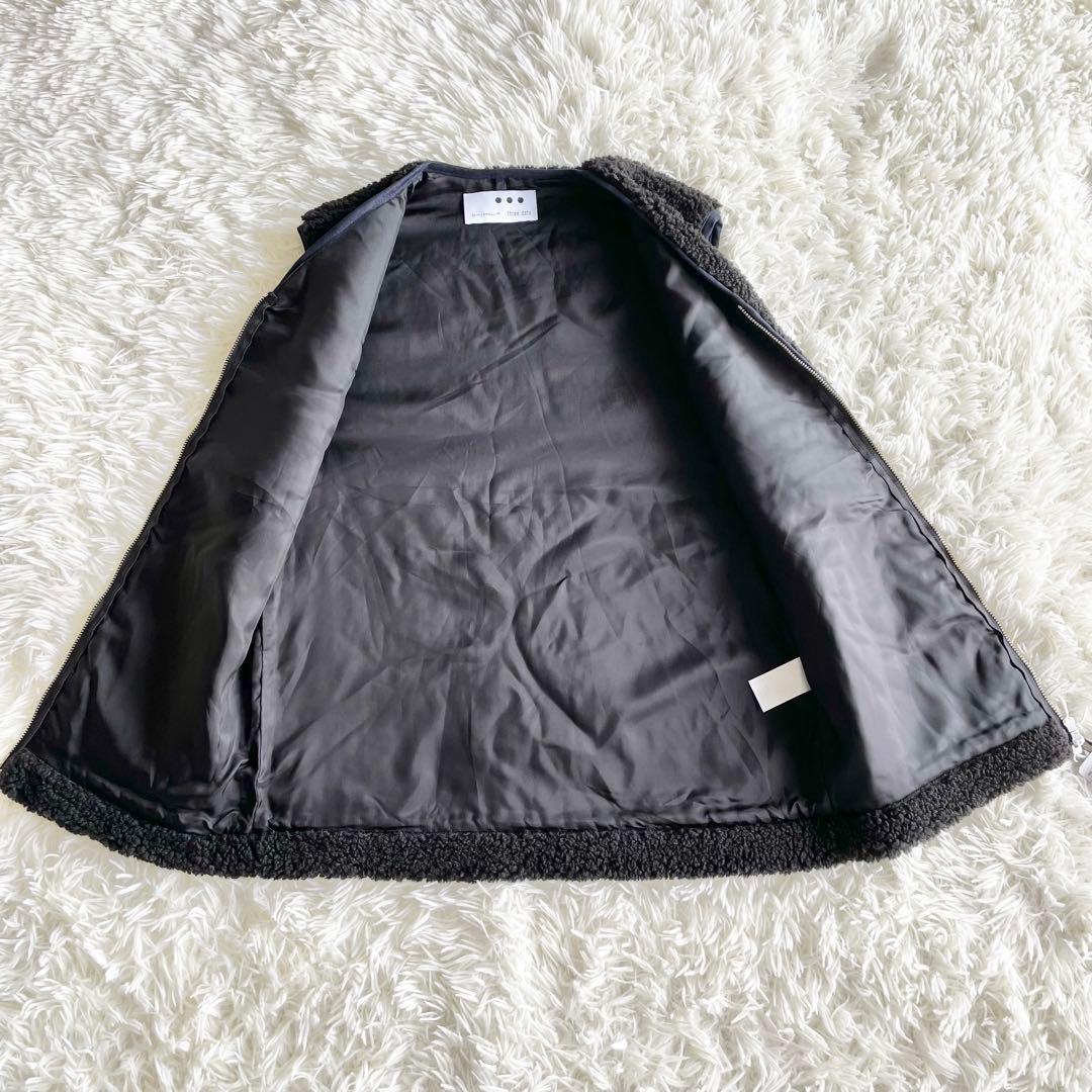 未使用タグ付き✨現行✨スリードッツ　エコファー　ベスト　ボア　黒　S