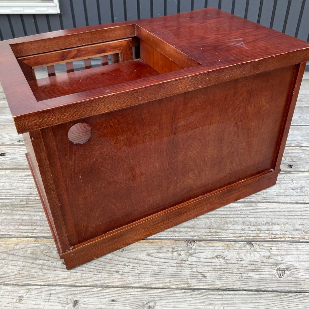 昭和レトロ 木製 格子扉 お座敷ワゴン 引き出し収納 キャスター付きポットワゴン