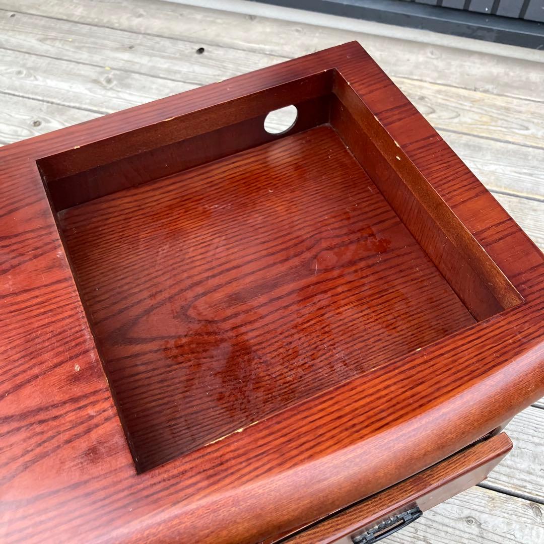 昭和レトロ 木製 格子扉 お座敷ワゴン 引き出し収納 キャスター付きポットワゴン