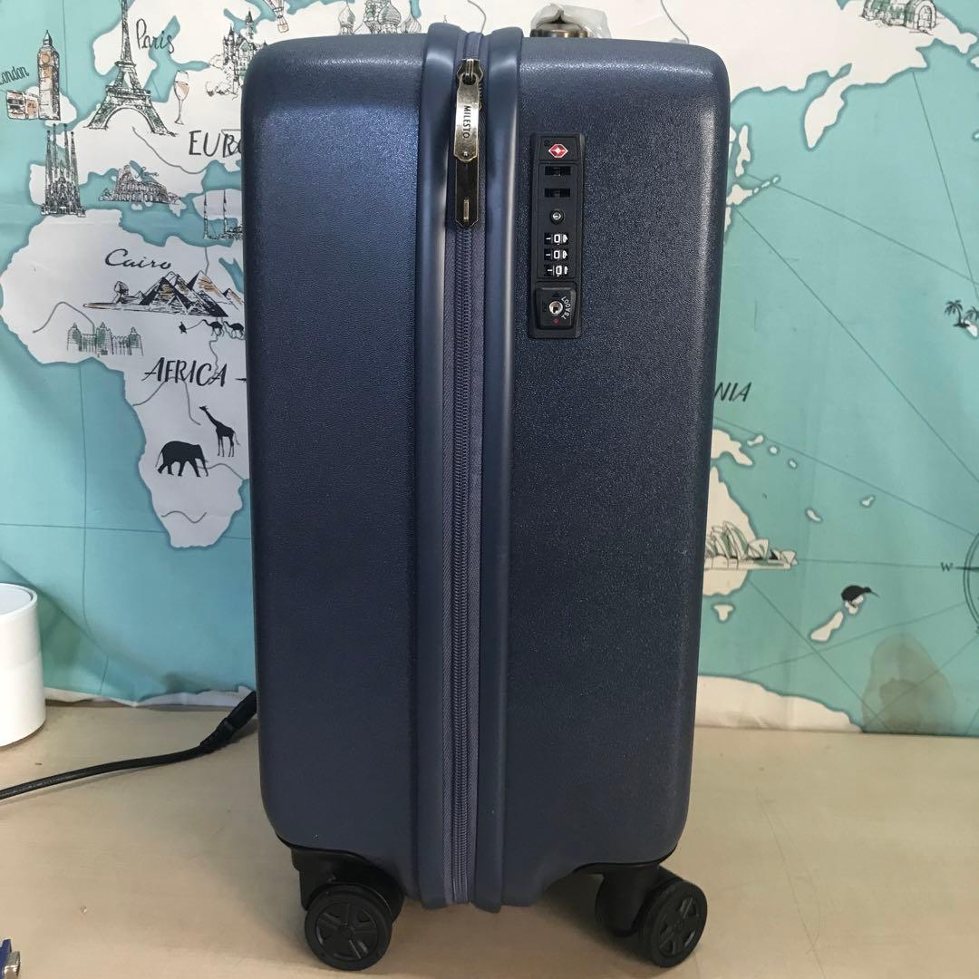 MILESTOUTILITYハードキャリーキャビンサイズストッパー付ネイビーブル