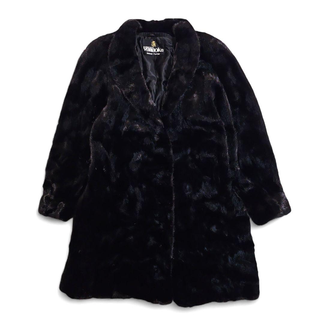 【SAGA MINK】 銀タグ 毛皮 ロングコート シェアードミンク ブラック