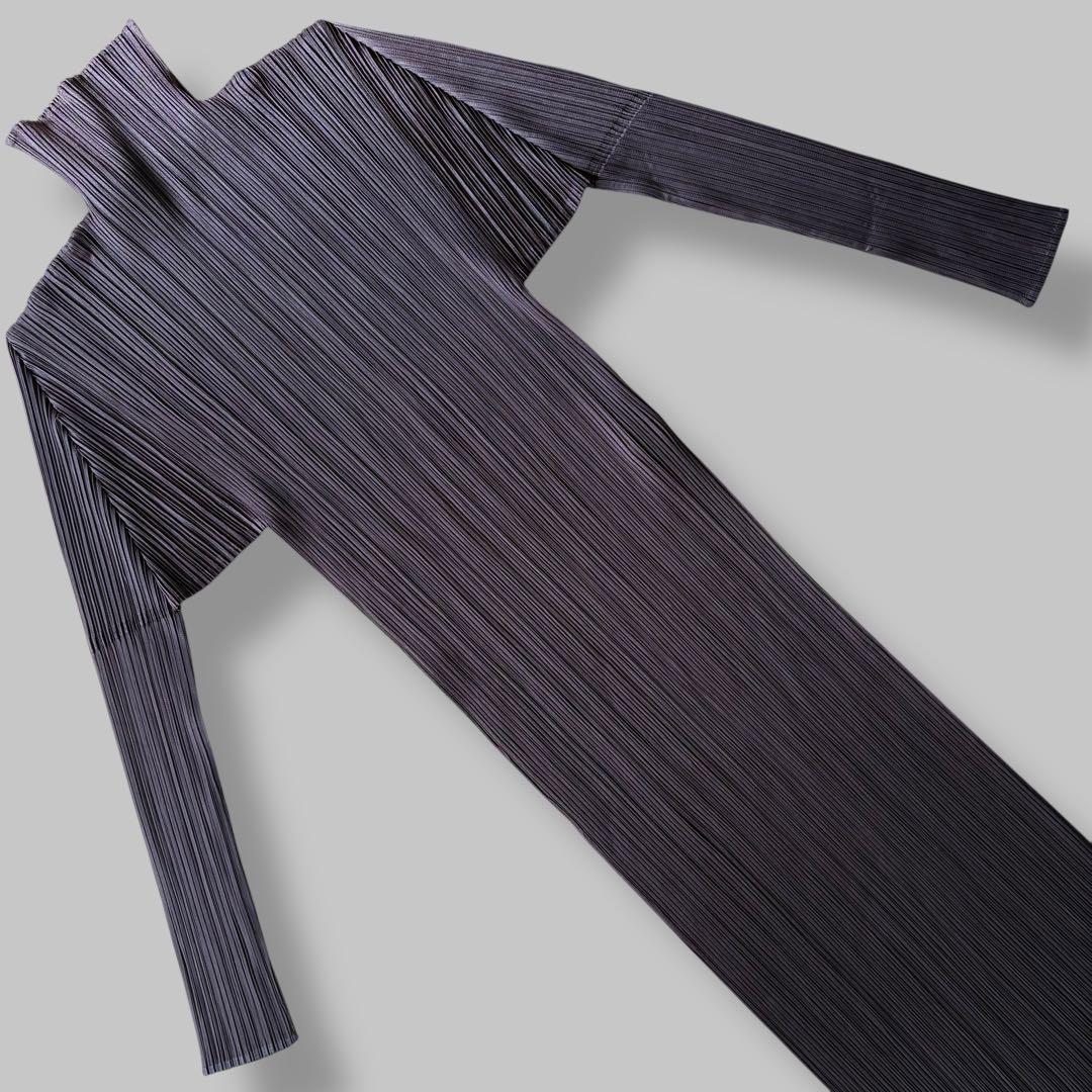 【RR様】プリーツプリーズ ロングワンピース マキシ丈 ハイネック ボルドー L