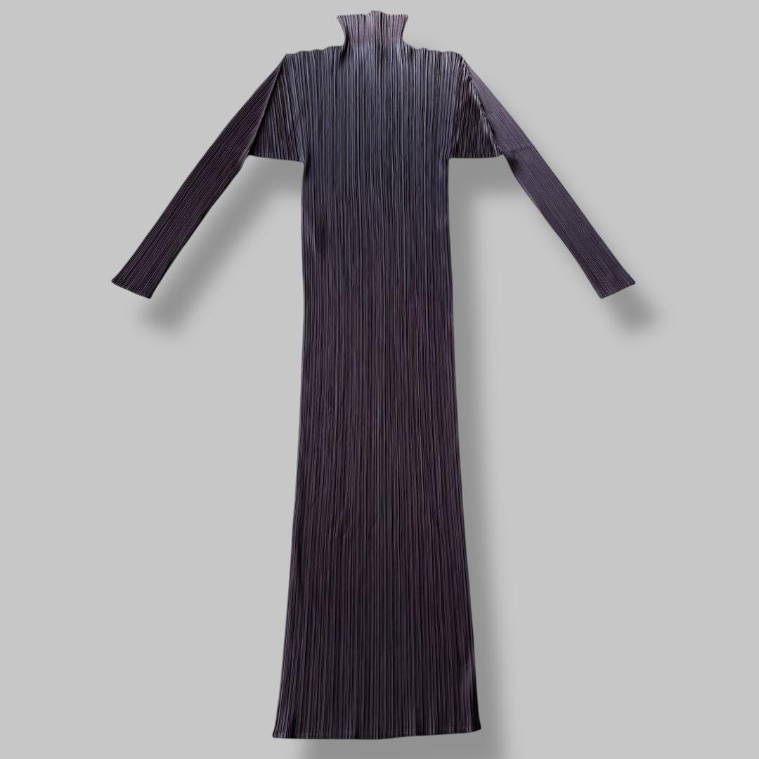 【RR様】プリーツプリーズ ロングワンピース マキシ丈 ハイネック ボルドー L