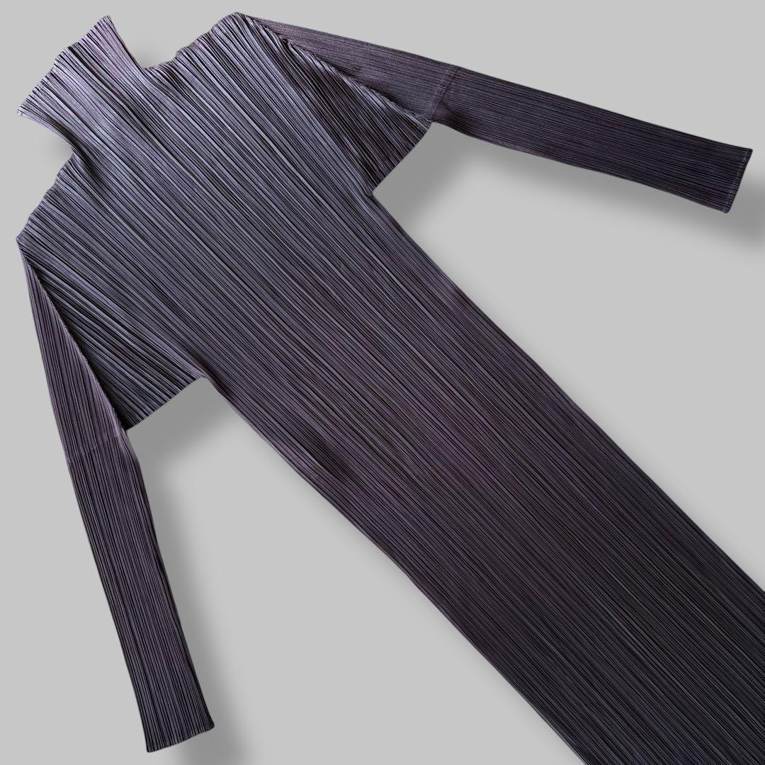 【RR様】プリーツプリーズ ロングワンピース マキシ丈 ハイネック ボルドー L