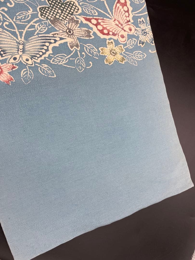 △名古屋帯 洒落帯　高級　正絹　△ 型染め　紅型　蝶　花柄　318