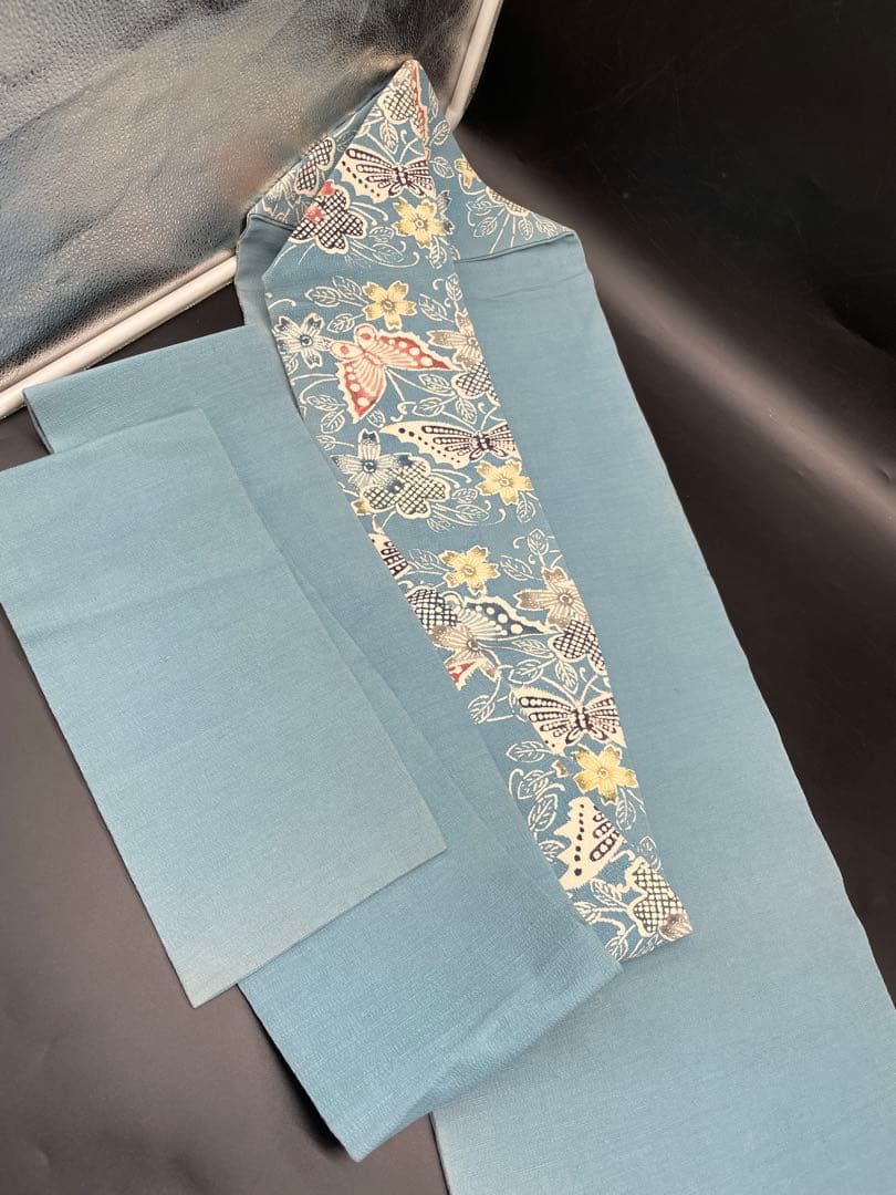 △名古屋帯 洒落帯　高級　正絹　△ 型染め　紅型　蝶　花柄　318