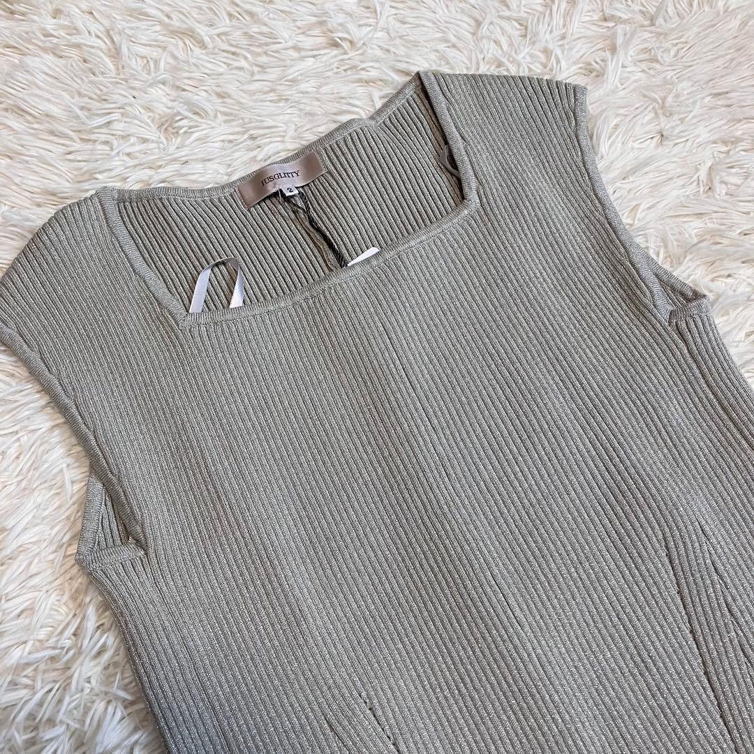 【新品タグ付き】JUSGLITTY フレンチラメリブワンピース