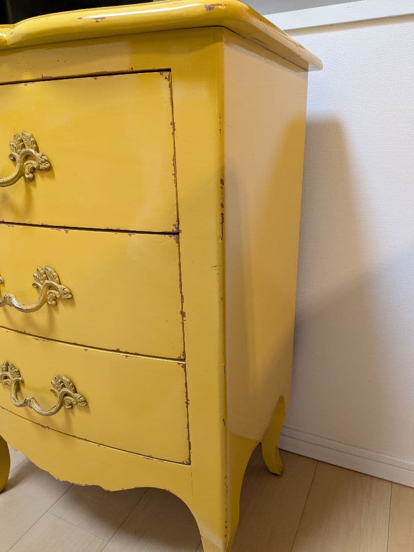 カントリーコーナー　3段引き出しチェスト　黄色