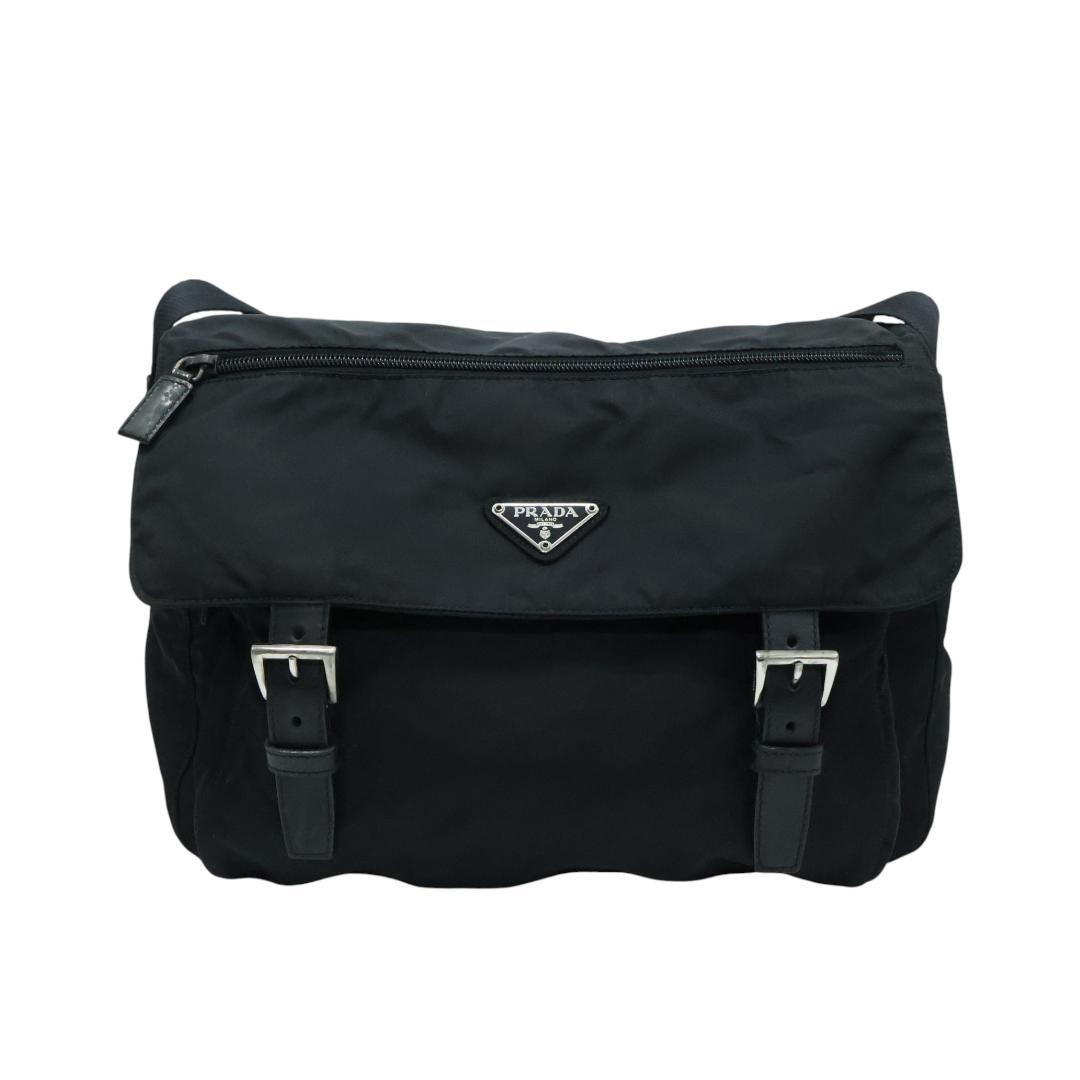 美品 PRADA プラダ ショルダーバッグ 3角プレート 白タグ ブラック