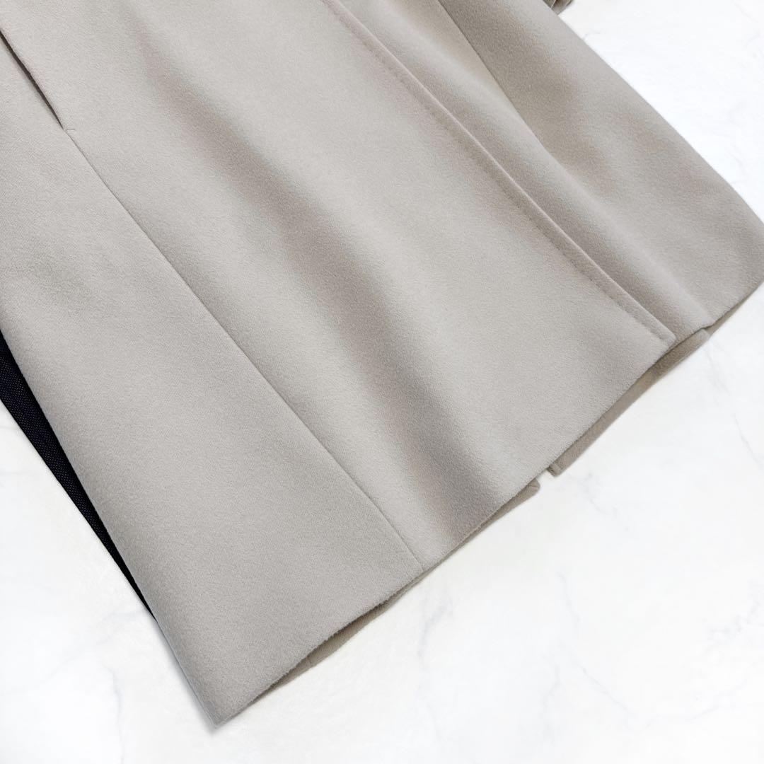 23区 ウールアンゴラビーバー フーデッド コート 38 ベージュ系