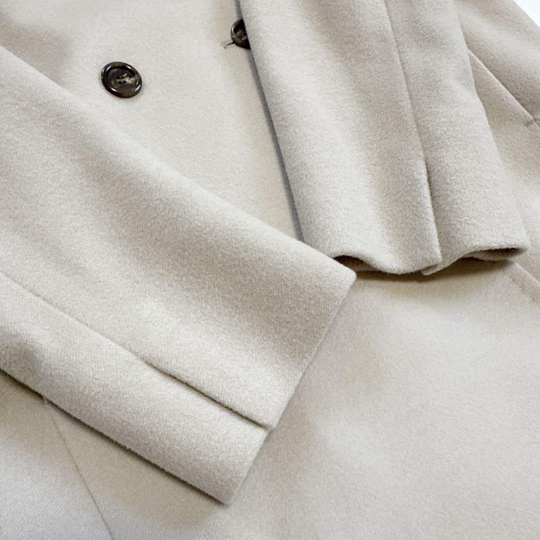 23区 ウールアンゴラビーバー フーデッド コート 38 ベージュ系