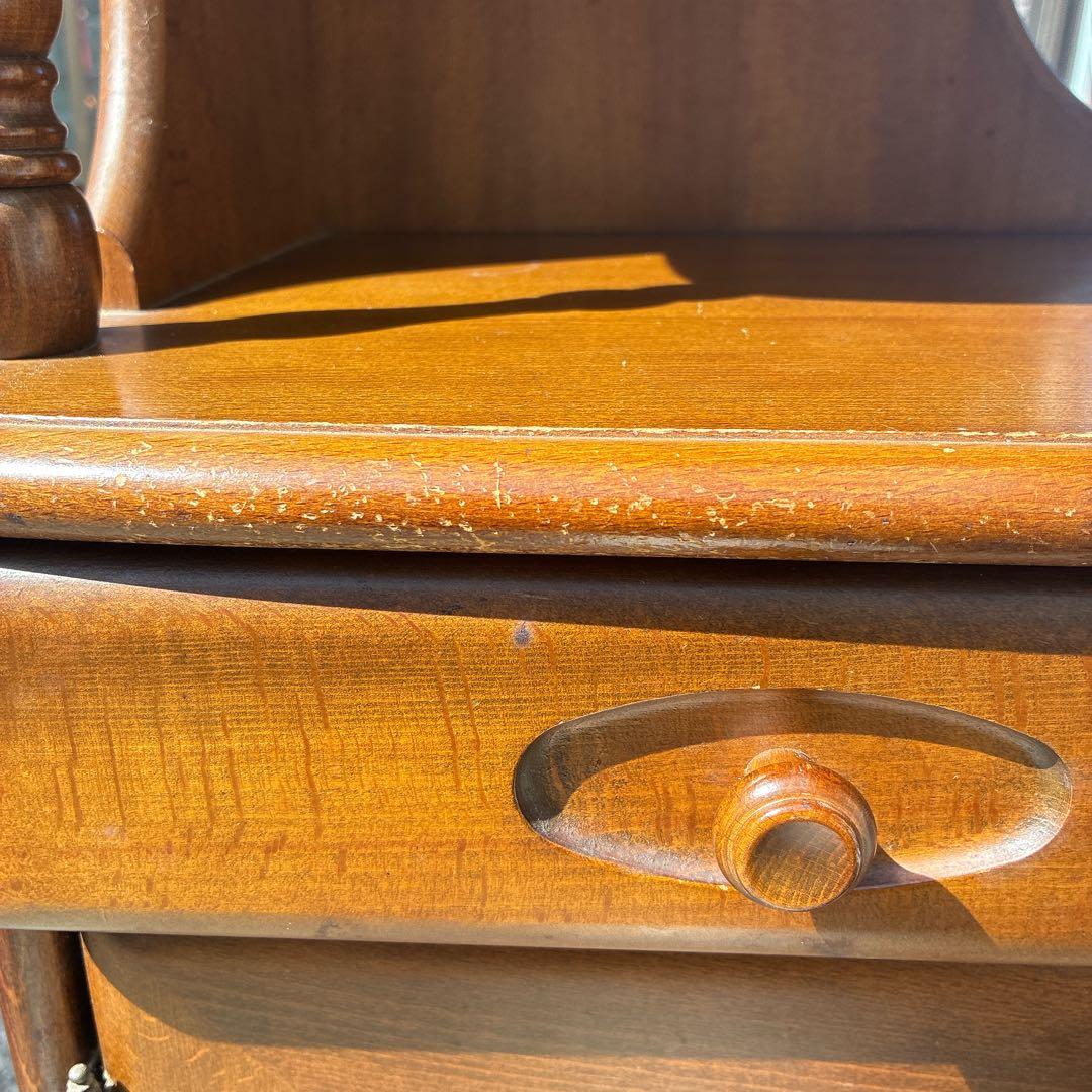 カリモク 木製 電話台 昭和レトロ オールド コロニアル 希少 ラック 天然木