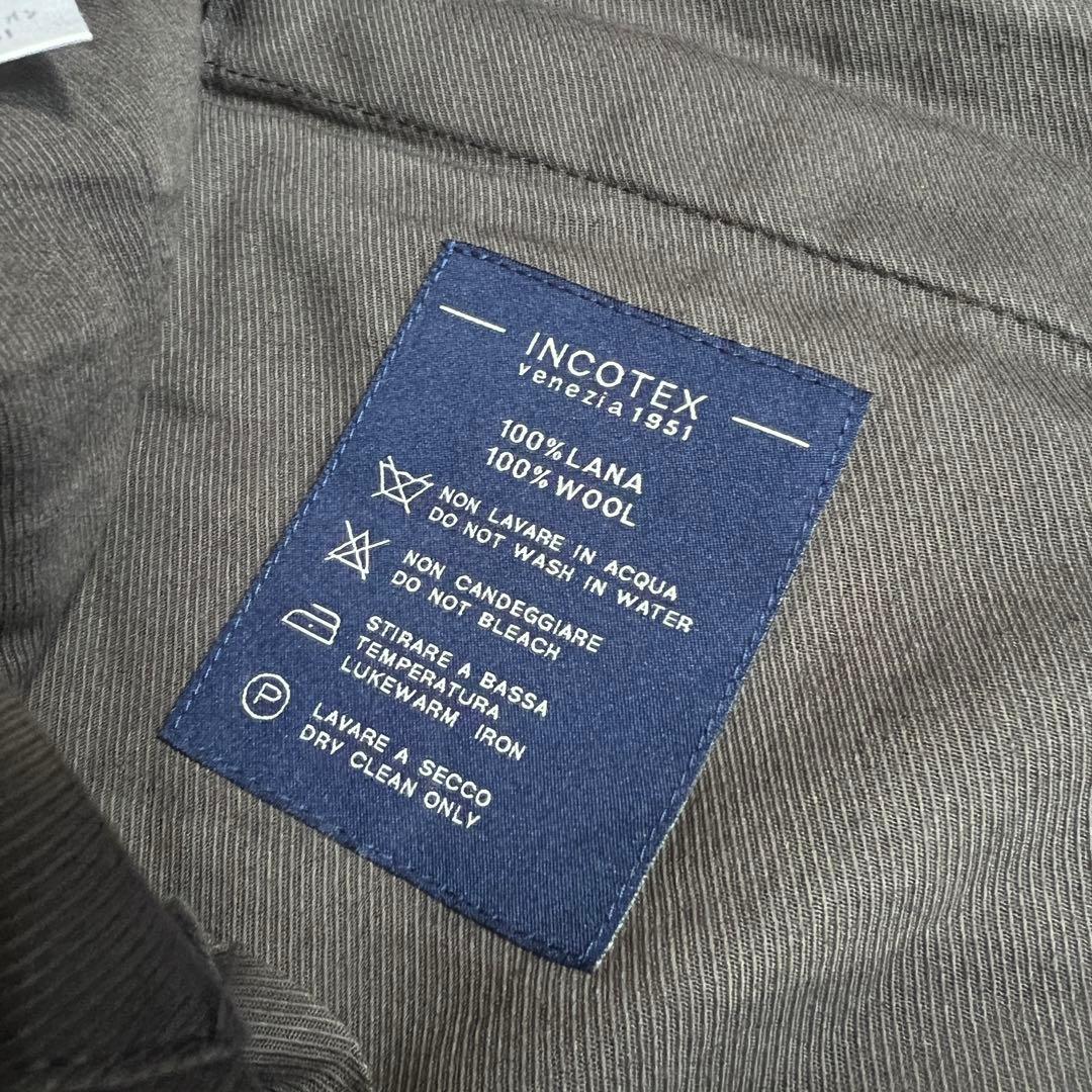 【極美品】INCOTEX インコテックス ウールサキソニースラックスパンツ 48