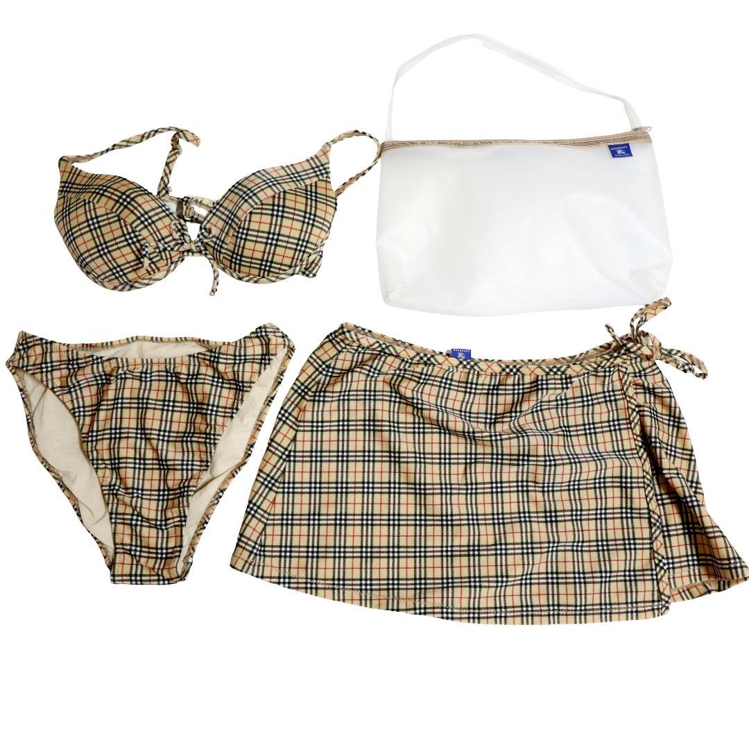 バーバリーブルーレーベル　ビキニ　水着　ノバチェック　4点セット　ポーチ