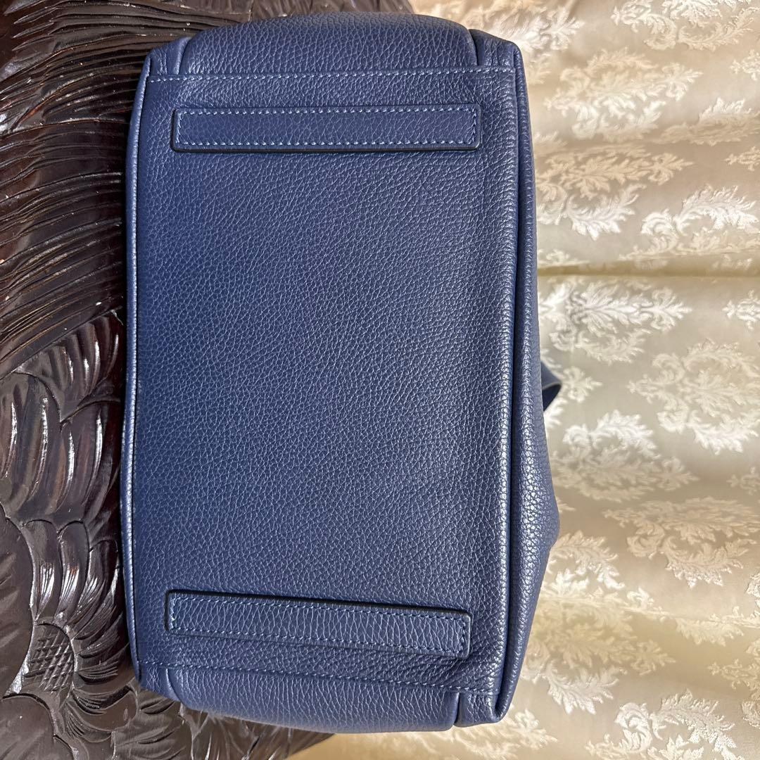 ネイビー 和光マウロゴヴェルナレザートートバッグ