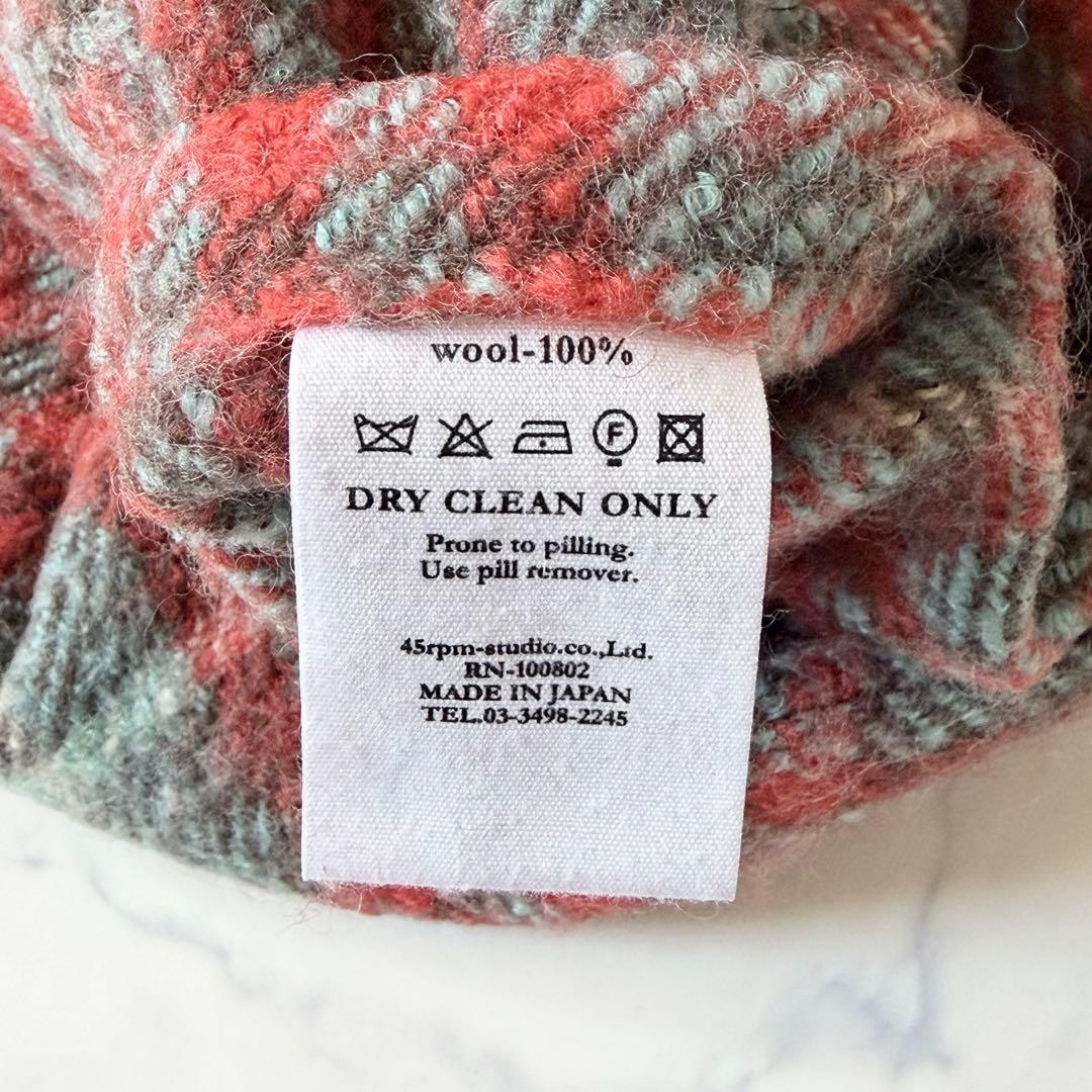 45rpm ウール100% テーラードジャケット チェック柄