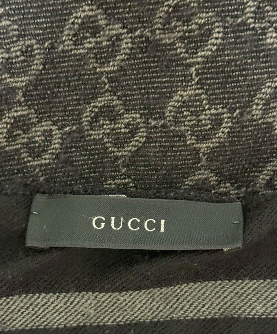 GUCCI グッチ マフラー メンズ GGパターン リバーシブル ウール100％