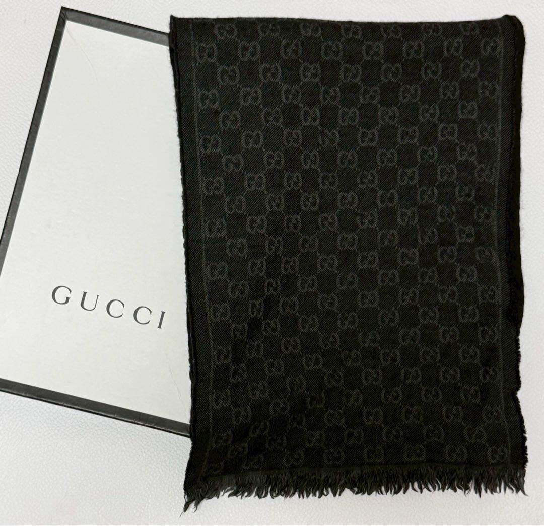 GUCCI グッチ マフラー メンズ GGパターン リバーシブル ウール100％