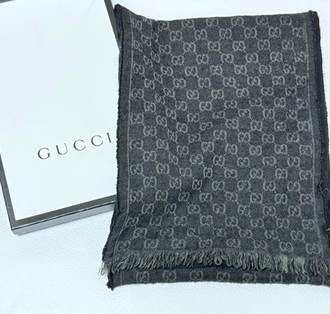 GUCCI グッチ マフラー メンズ GGパターン リバーシブル ウール100％