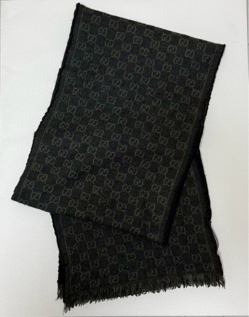 GUCCI グッチ マフラー メンズ GGパターン リバーシブル ウール100％