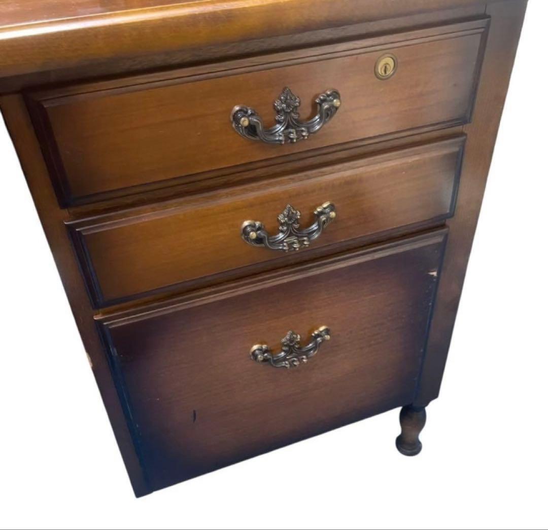 近畿限定無料配送 カリモク デスク 机 書斎 レトロ 木製 アンティーク 羽 N