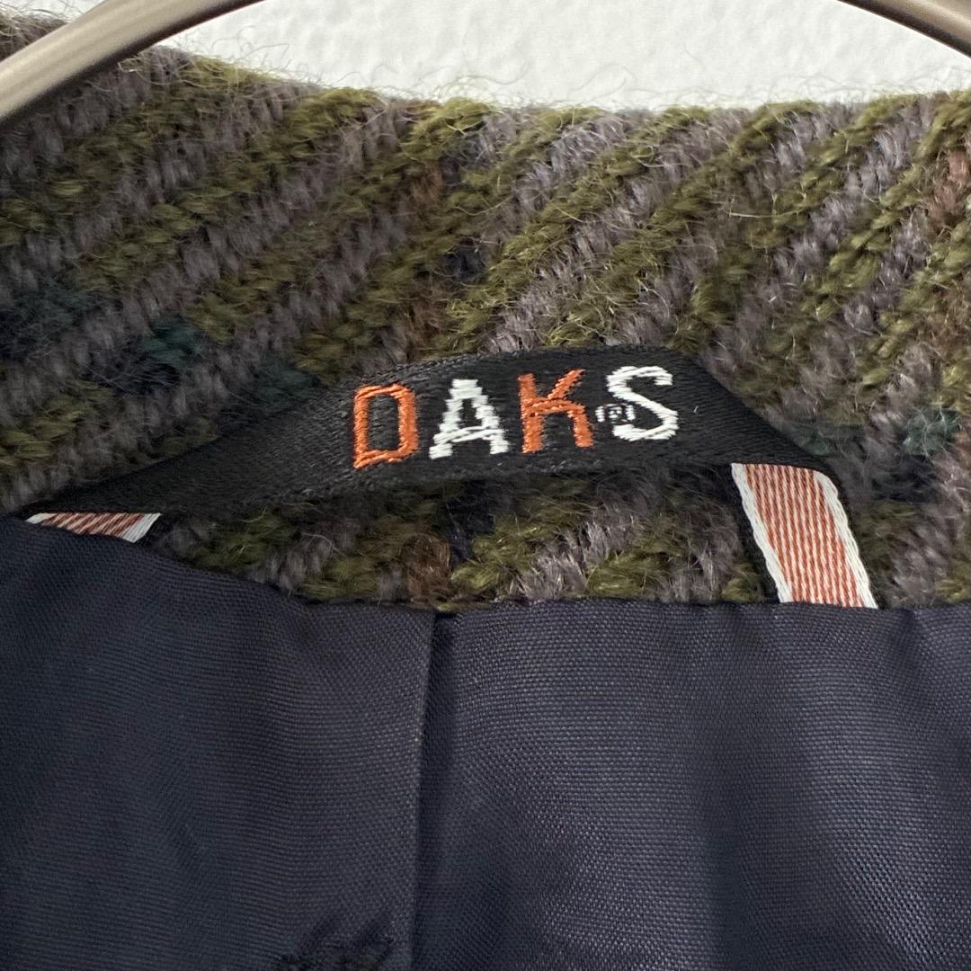 DAKS チェスターコート ダブルボタン チェック柄 ポケット付き ウール