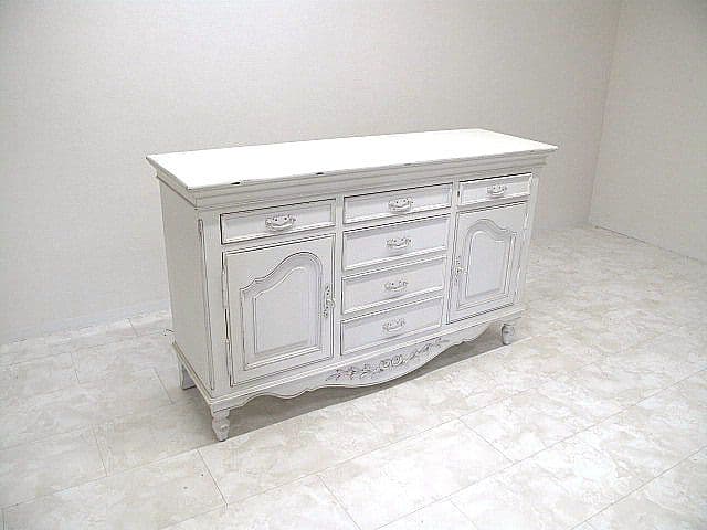 展示品　フレンチシャビー ホワイトペイント サイドボード 　リビングボード