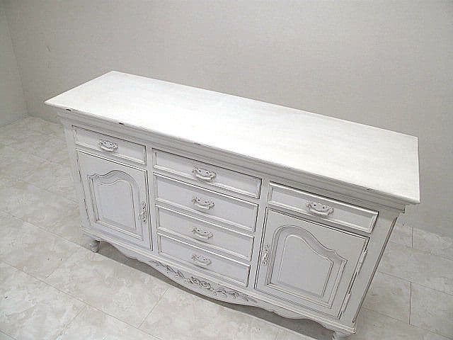 展示品　フレンチシャビー ホワイトペイント サイドボード 　リビングボード
