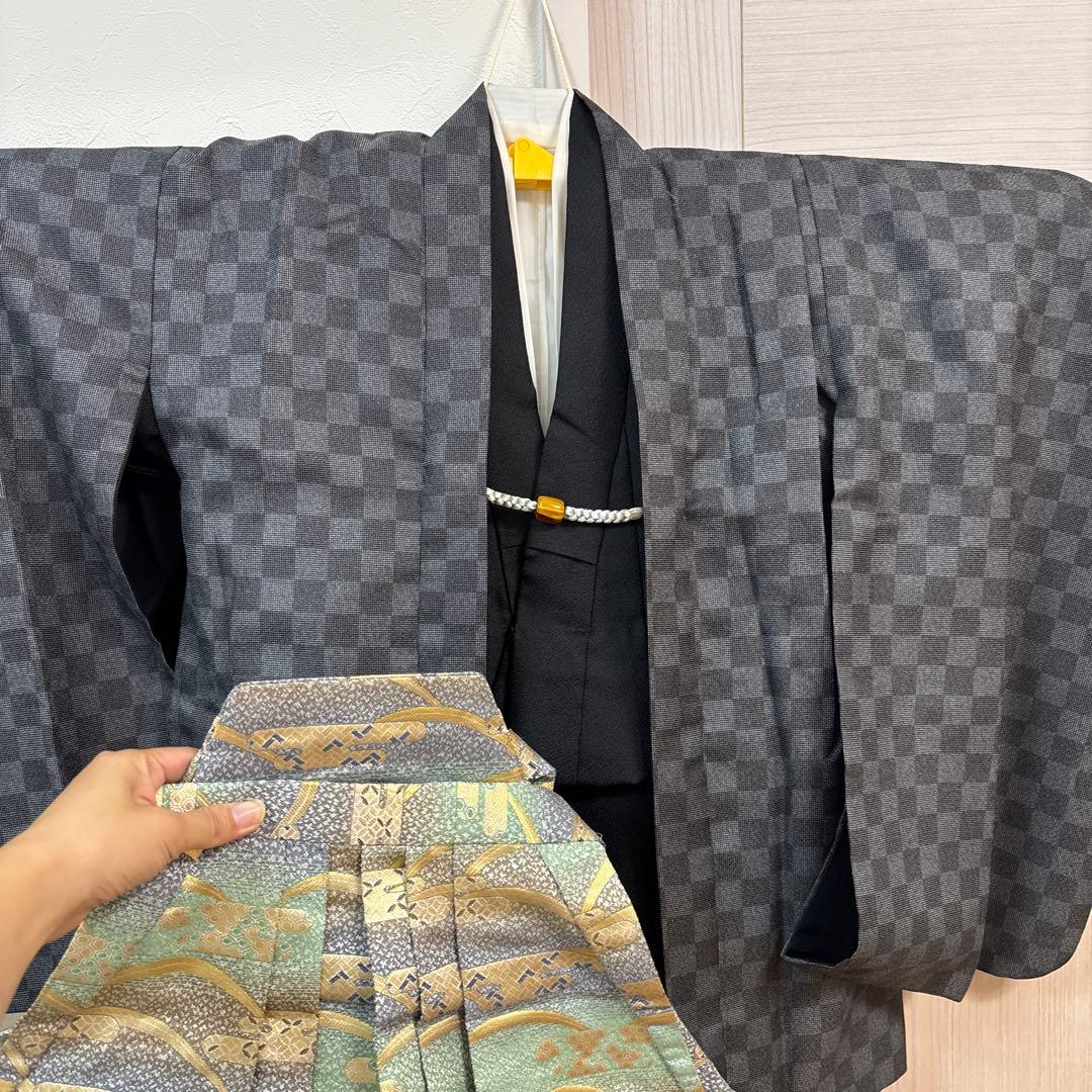 5歳 7歳　男の子　七五三 袴　着物　下駄　小物セット