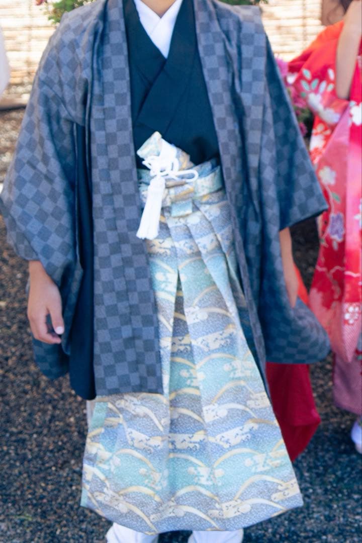 5歳 7歳　男の子　七五三 袴　着物　下駄　小物セット