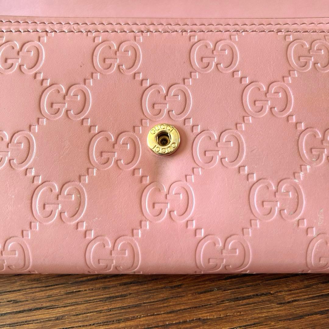 GUCCI 長財布　インターロッキング　GGライン ピンク　レディース