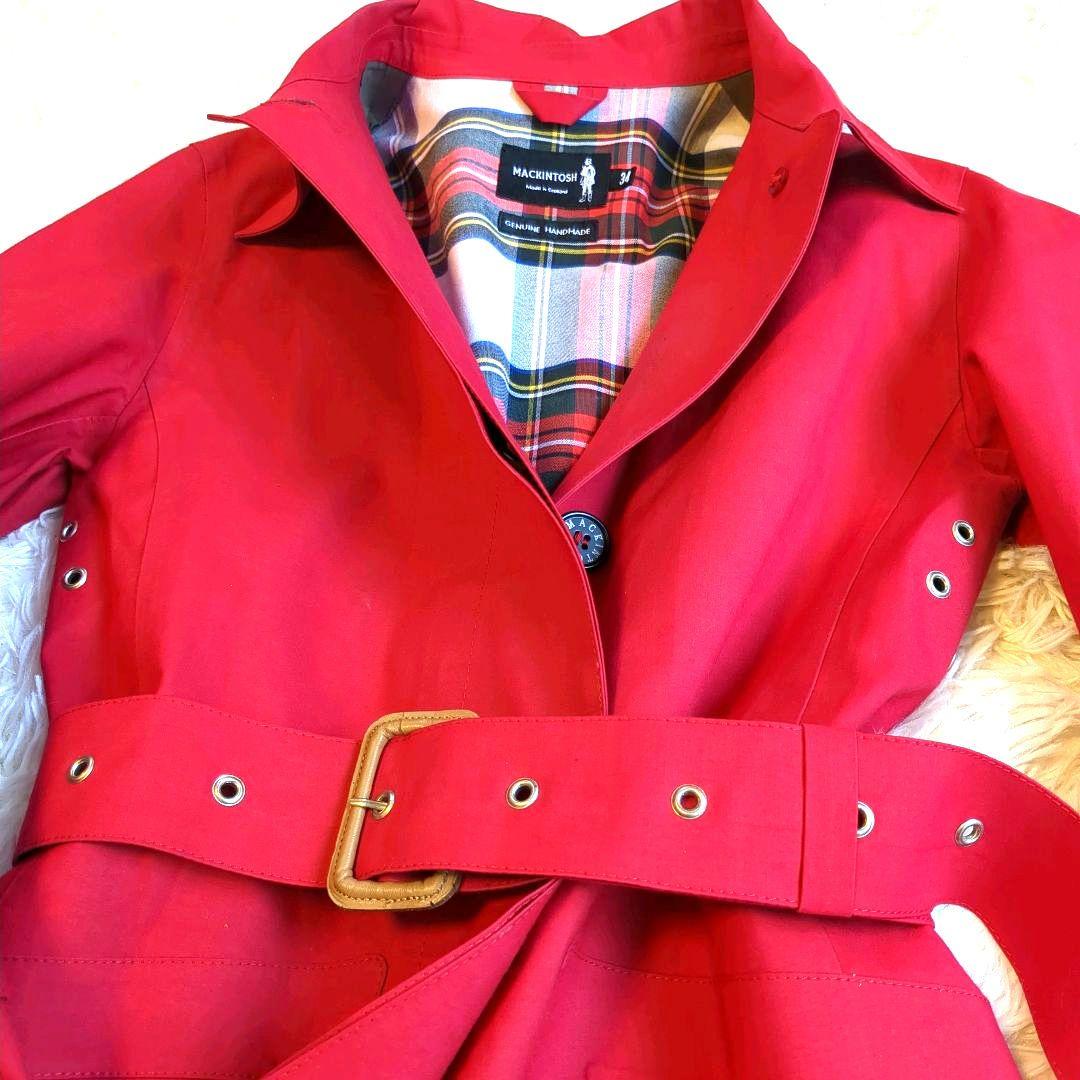 ✨️美品✨️　マッキントッシュ　ゴム引き　トレンチコート　ベルト付き　赤　34