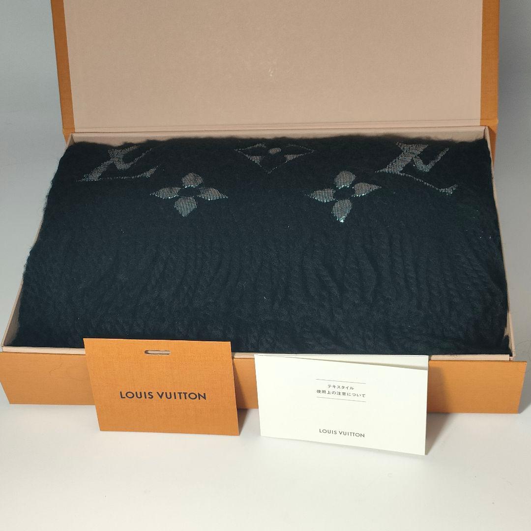 【未使用級】ルイヴィトン エシャルプ ロゴマニア マフラー ブラック シルバー